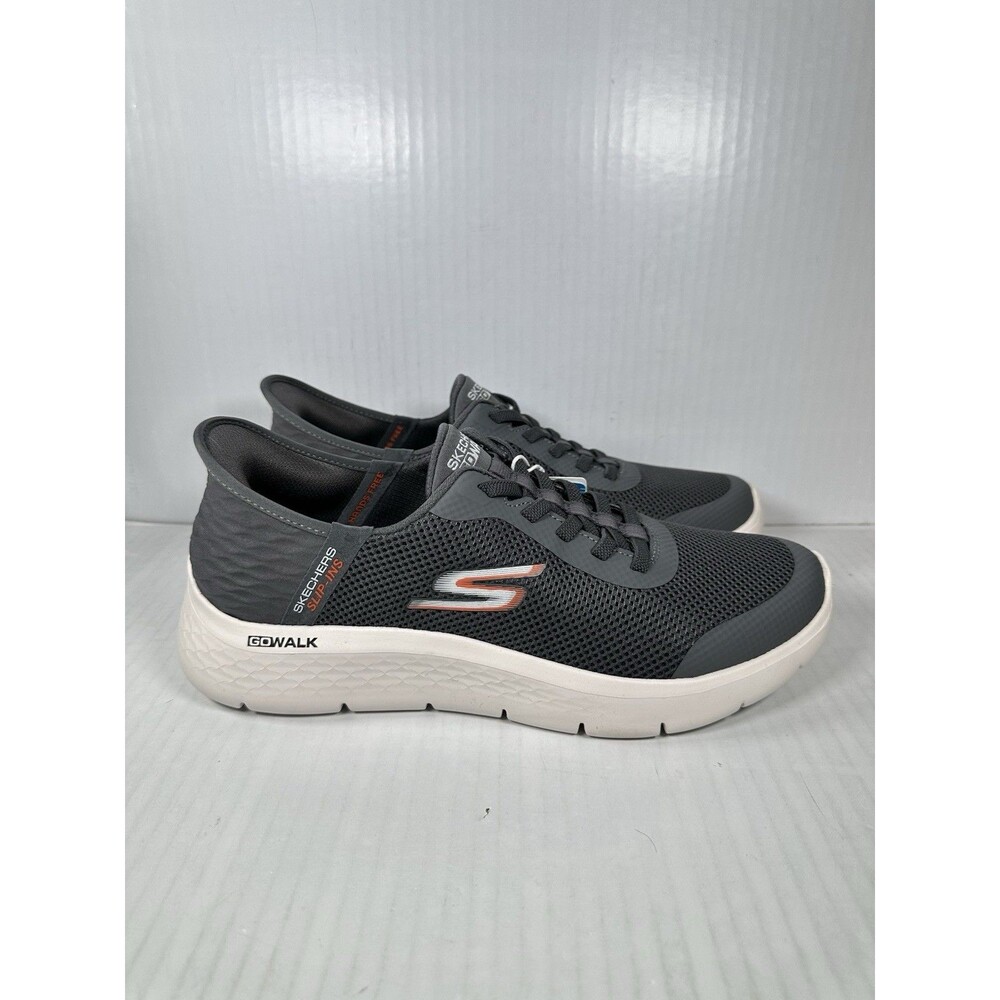 Size 10 Skechers Slip Ins Go Walk Flex Hands Up Shoes Gray White Mens 216324/GRY